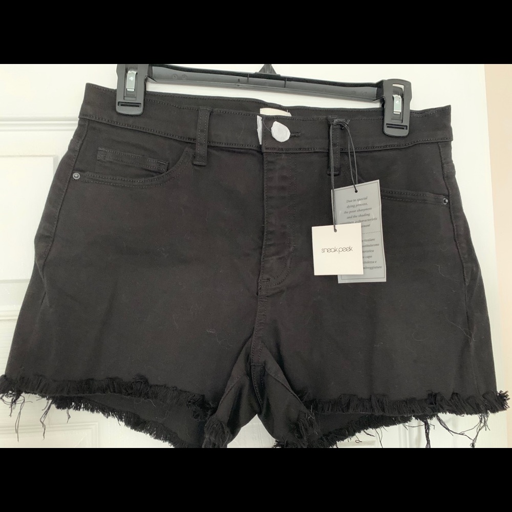 Sneak peek black jean cut off jean shorts